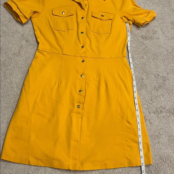 New York & Company Mustard Button-Up Mini Dress - Picture 6 of 6